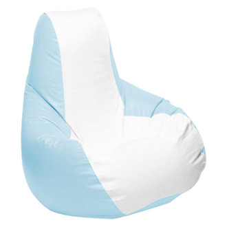Ocean-Tamer® - 30" H x 33" W x 44" D White/Ice Blue Medium Longneck Teardrop Bean Bag Chair