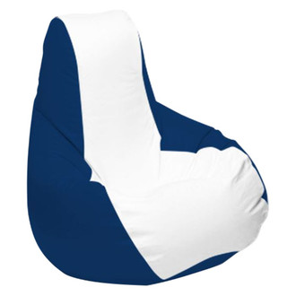 Ocean-Tamer® - 30" H x 33" W x 44" D White/Navy Blue Medium Longneck Teardrop Bean Bag Chair