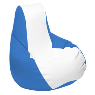 Ocean-Tamer® - 30" H x 33" W x 44" D White/Ocean Blue Medium Longneck Teardrop Bean Bag Chair