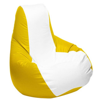 Ocean-Tamer® - 30" H x 33" W x 44" D White/Yellow Medium Longneck Teardrop Bean Bag Chair