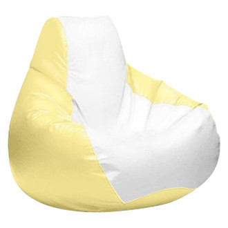 Ocean-Tamer® - 24" H x 33" W x 36" D White/Fighting Lady Yellow Medium Teardrop Bean Bag Chair