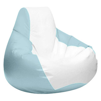 Ocean-Tamer® - 24" H x 33" W x 36" D White/Ice Blue Medium Teardrop Bean Bag Chair