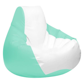 Ocean-Tamer® - 24" H x 33" W x 36" D White/Sea Foam Green Medium Teardrop Bean Bag Chair
