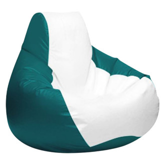 Ocean-Tamer® - 24" H x 33" W x 36" D White/Teal Medium Teardrop Bean Bag Chair