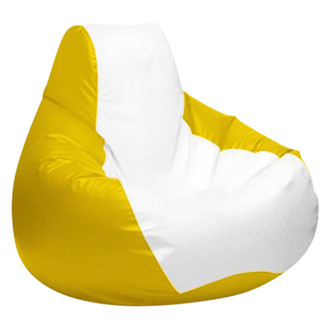 Ocean-Tamer® - 24" H x 33" W x 36" D White/Yellow Medium Teardrop Bean Bag Chair