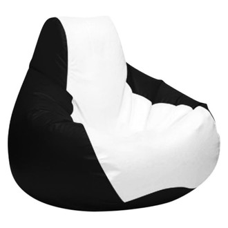Ocean-Tamer® - 20" H x 24" W x 24" D White/Black Small Teardrop Bean Bag Chair