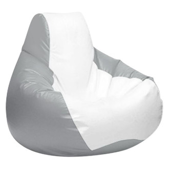 Ocean-Tamer® - 20" H x 24" W x 24" D White/Medium Gray Small Teardrop Bean Bag Chair