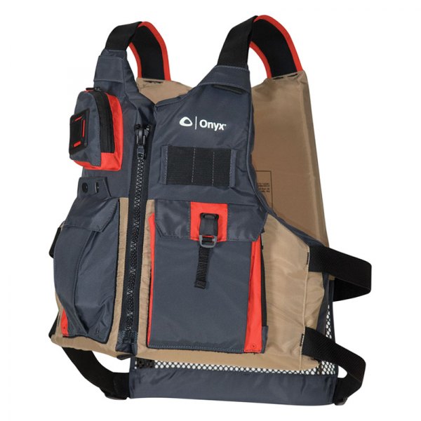 Onyx Outdoor® - Kayak Fishing Oversized Tan/Grey Paddle Life Vest