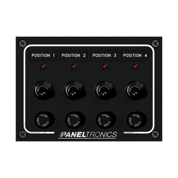 Paneltronics® - 4-Gang 12 V DC 10 A Toggle Switch Panel with Fuse & LEDs