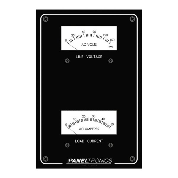 Paneltronics® - 5.5" x 8.25" White Dial/Black Bezel Surface Mount Voltmeter/Ammeter Gauge