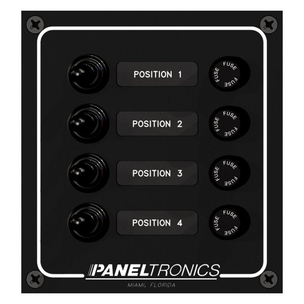 Paneltronics® - Waterproof Line 4-Gang 12 V DC 10 A Toggle Switch Panel with Fuse Protection
