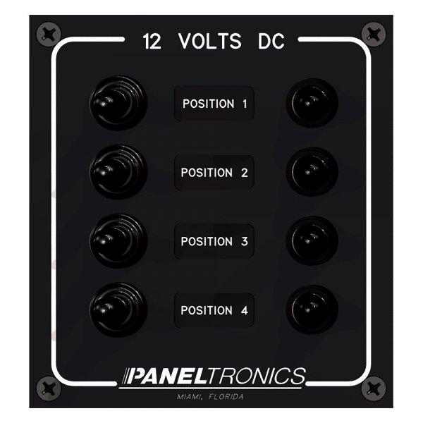 Paneltronics® - Waterproof Line 4-Gang 12 V DC 15 A Toggle Switch Panel with Circuit