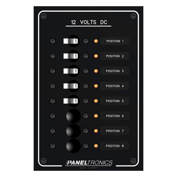 Paneltronics® - Standard 8-Gang 12 V DC Circuit Breaker Panel with LED Indicators