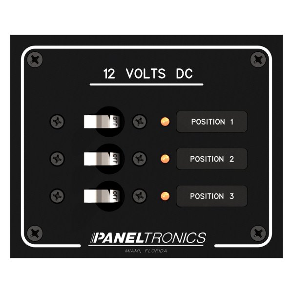 Paneltronics® - Standard 3-Gang 12 V DC Circuit Breaker Panel with LED Indicators