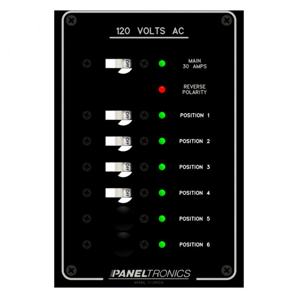 Paneltronics® - Standard 6-Gang 120 V AC 30 A Main Circuit Breaker Panel with Indicator Lights