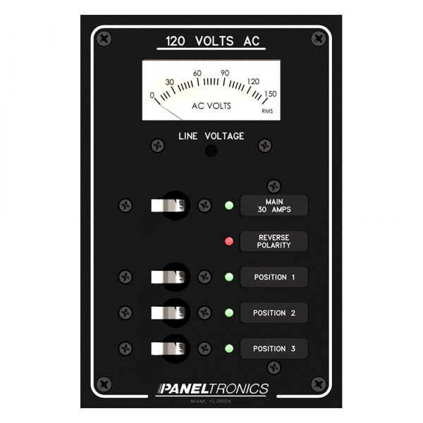 Paneltronics® - Standard 3-Gang 120 V AC 30 A Main Circuit Breaker Panel with Indicator Lights & Analog Monitorings