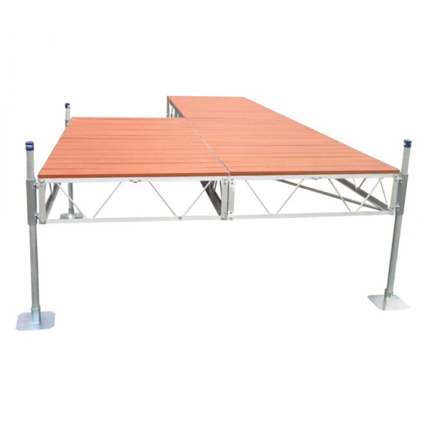 Patriot Docks® - 24' L x 4' W Patio Stationary Dock with Brown Aluminum Decking