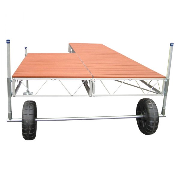 Patriot Docks® - 16' L x 4' W Patio Roll-In Dock with Brown Aluminum Decking