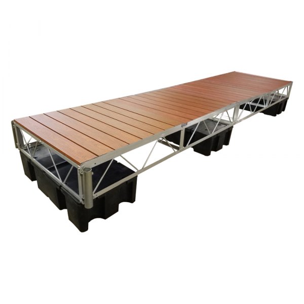 Patriot Docks® - 24' L x 4' W Low Profile Floating Dock with Brown Aluminum Decking