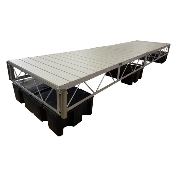 Patriot Docks® - 24' L x 4' W Low Profile Floating Dock with Gray Aluminum Decking