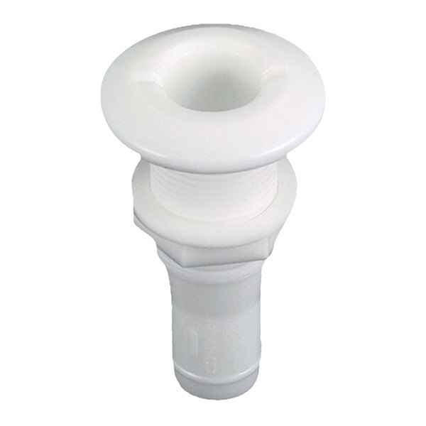 Perko® - 13/16" Hole Plastic White Broad Flange Thru-Hull Fitting for 1/2" D Hose