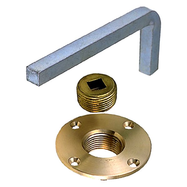 Perko® - 1" NPT Brass Garboard Flange & Drain Plug with Wrench
