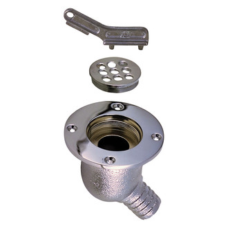 Perko® - Cast Bronze Chrome Plated Angled Cockpit Scupper for 1" Hose