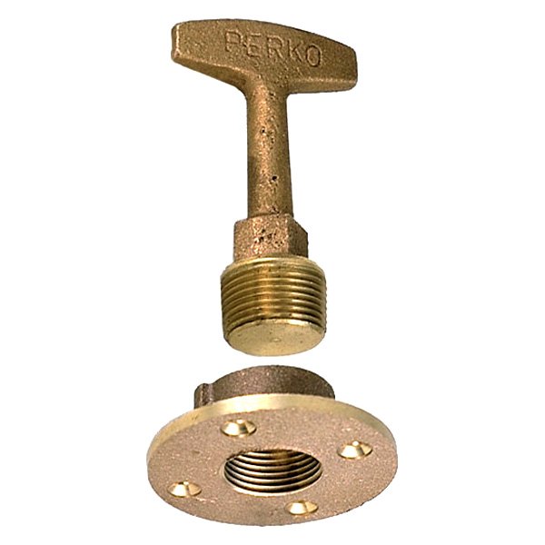 Perko® - 3/4" NPT Bronze Garboard Flange & T- Handle Drain Plug
