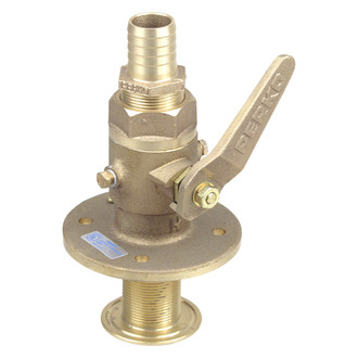 Perko® - 3-1/4" Flange to 3/4" Hose Straight Bronze Seacock
