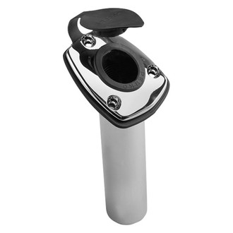 Perko® - 65° 8" L 2" O.D. 1-5/8" I.D. Chrome Plated Anodized Aluminum Flush Mount Rod Holder with Soft Polymer Black Liner