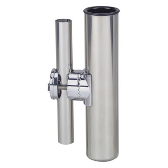 Perko® - 9" L 2" O.D. 1-5/8" I.D. Zinc Alloy Clamp-On Rod Holder with Chrome Plated Clamp, Polished Tube & Black Liner for 3/4" to 1" Rail