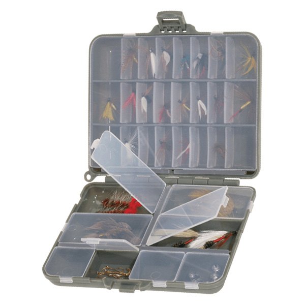 Plano® - Compact Side-By-Side 4.67" x 1.38" Gray/Clear Plastic Tackle Utility Box