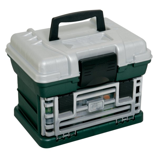 Plano® - 2-By™ 13.38" x 9.75" Green Metallic/Silver Plastic Rack Tackle Box