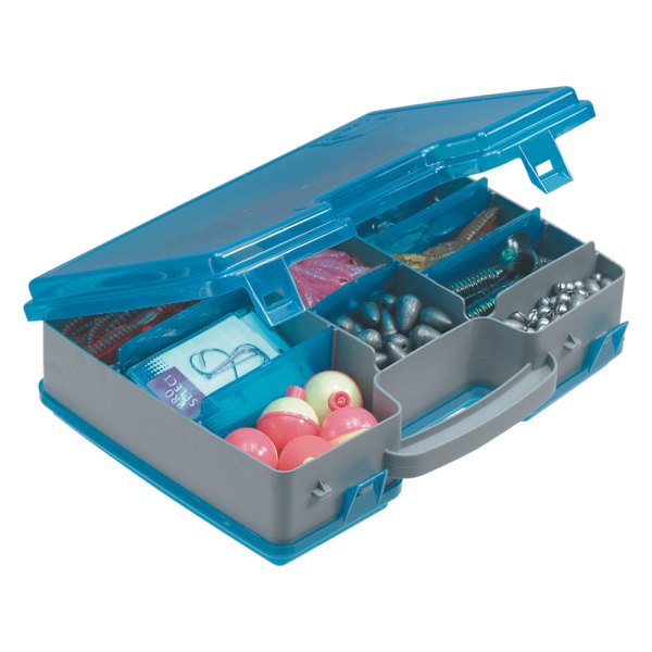 Plano® - Double-Sided Adjustable 11.25" x 3" Large Silver/Blue Plastic Tackle Utility Box