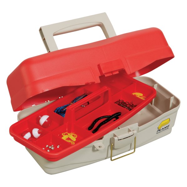 Plano® - Take Me Fishing™ 13.5" x 6" Red/Tan Plastic Tackle Box Kit