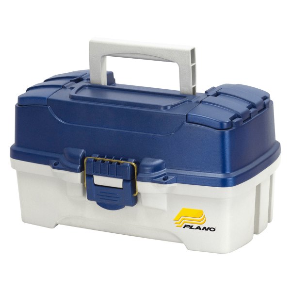 Plano® - 14.25" x 7.75" Blue Metallic/Off-White Plastic 2-Tray Tackle Box