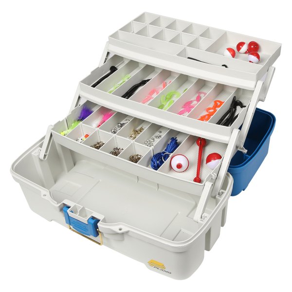 Plano® - Let's Fish™ 16.25" x 8.38" Aqua Blue/Tan Plastic Tackle Box Kit