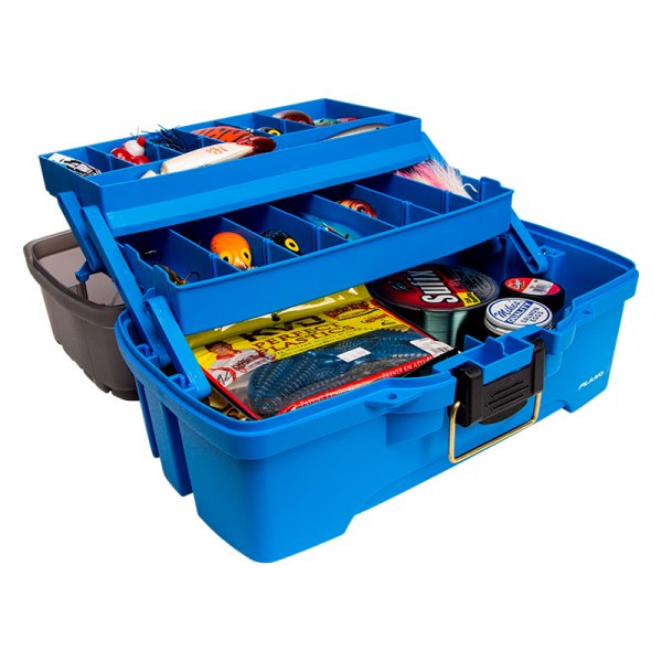 Plano® - 16.25" x 8.38" Bright Blue Plastic 3-Tray Tackle Box