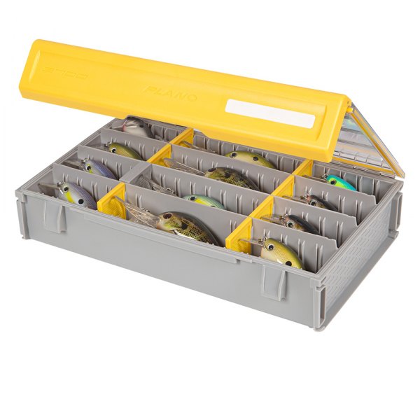 Plano® PLASE373 - EDGE™ Waterproof 14L x 9W x 3.25H 3700 Size  Yellow/Gray Plastic Deep Utility Box 