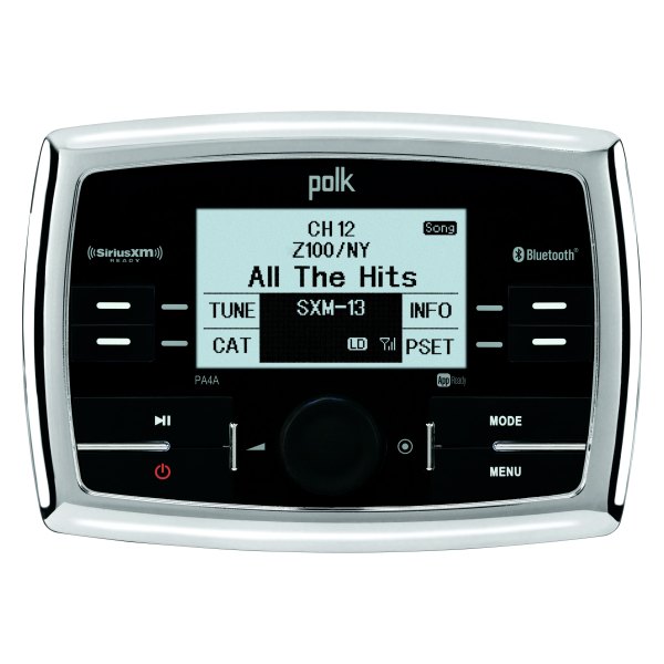 Polk Audio Pa4a Black Chrome Am Fm Mp3 Wma Usb Bluetooth Wb Siriusxm Aux Stereo Receiver With App Control Boatid Com
