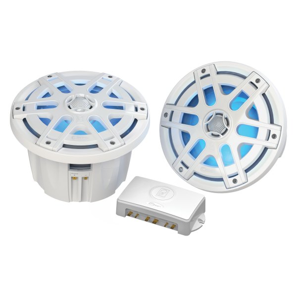 Poly-Planar® - Ocean Series 480W 2-Way 4-Ohm 6.5" White Flush Mount Speakers with Blue LED Lights, Pair