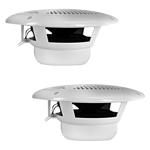2 Pyle PLMR3.5 200W 3-Way Weatherproof Mini Box Speakers - White, For Outdoor/Marine Use (Pair)