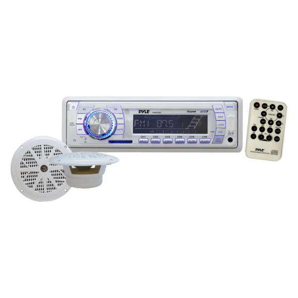 Pyle® - White AM/FM/USB/WB Stereo Receiver with Two 6.5" Speakers