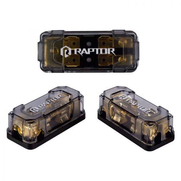 Raptor® - MID Series AGU Fused Gold Plated 2-Position Power Distribution Block (1 x 4 AWG In, 2 x 8 AWG Out)