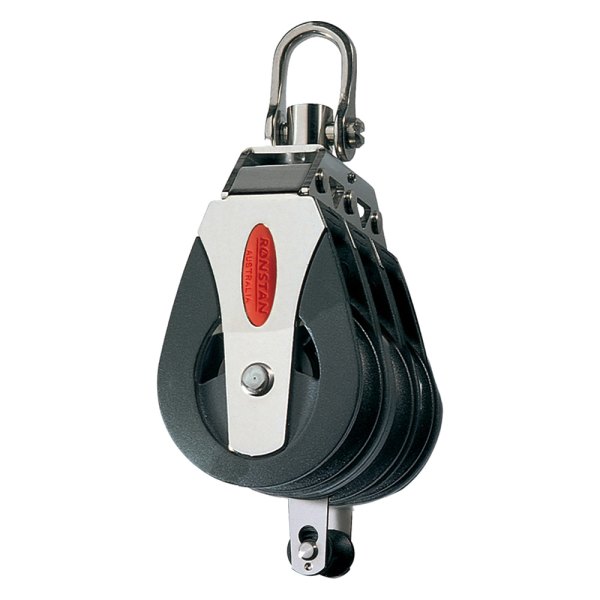 Ronstan® - 40 Series Ball Bearing Sheave Triple Utility Block with Becket & Swivel Shackle for 3/8" D Lines