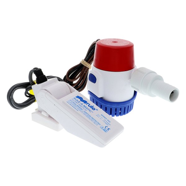 Rule Pumps® - 12 V 498 GPH Electric Non-Automatic Standard Impeller Submersible Bilge Pump with Float Switch
