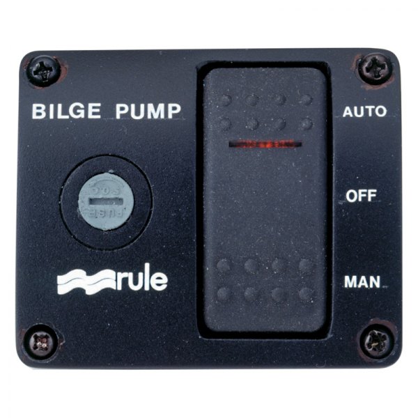 Rule Pumps® - Deluxe 12 V 3-Way Bilge Pump Lighted Rocker Panel Switch