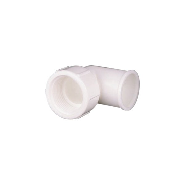 Rule Pumps® - 1" Hose I.D. to 1" NPT(F) 90° Plastic White Elbow Hose/Pipe Adapter