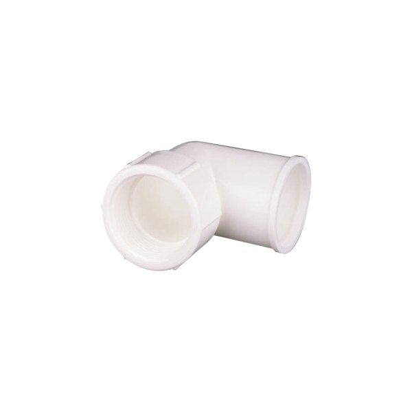 Rule Pumps® - 1-1/4" Hose I.D. to 1-1/4" NPT(F) 90° Plastic White Elbow Hose/Pipe Adapter