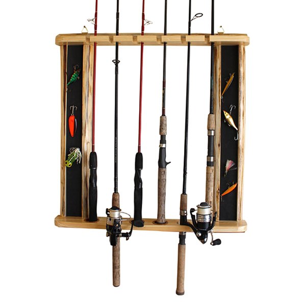 Rush Creek Creations® - Rustic Series Wood Vertical Fishing Storage 6-Rod Rack